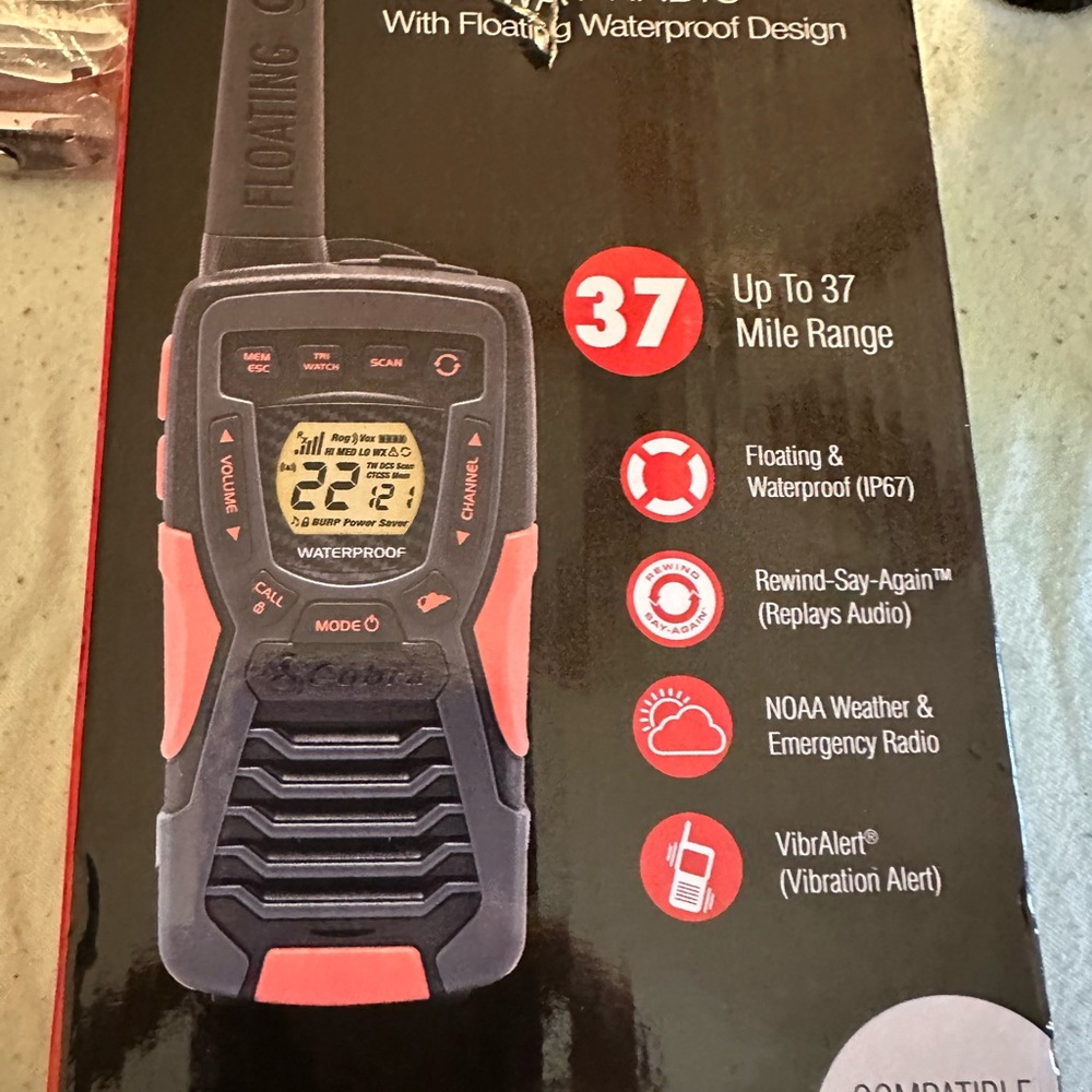 Black and Red Floating Waterproof Radio